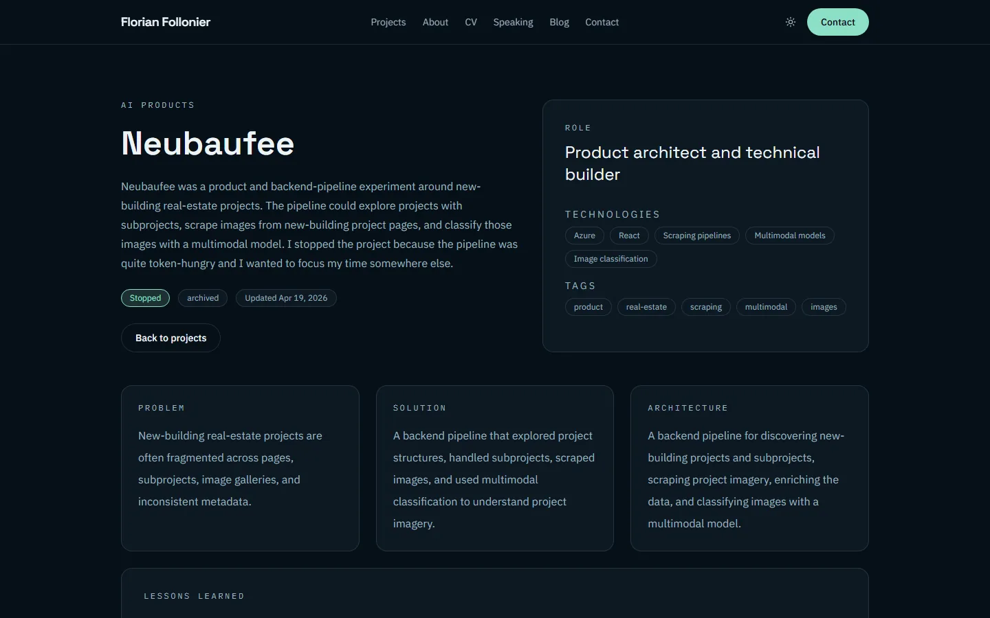 Neubaufee project detail screenshot